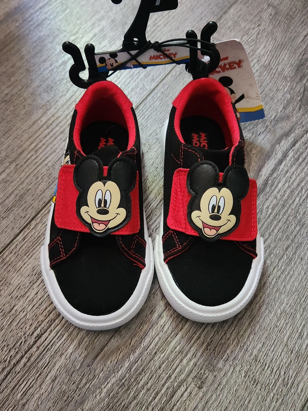 Disney Mickey Mouse Kids Black & Red Velcro Slip-On Sneakers
